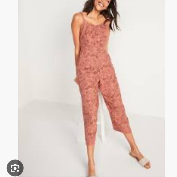 Old navy women's XXL Tall desert novelty linen blend cami jumpsuit western - Picture 2 of 10